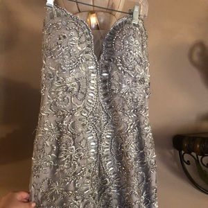 Silver and grey sequin cocktail dress
